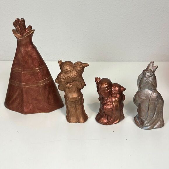 Vintage Handmade Ceramic Native American Children Nativity Set 9 Pieces - Picture 6 of 7
